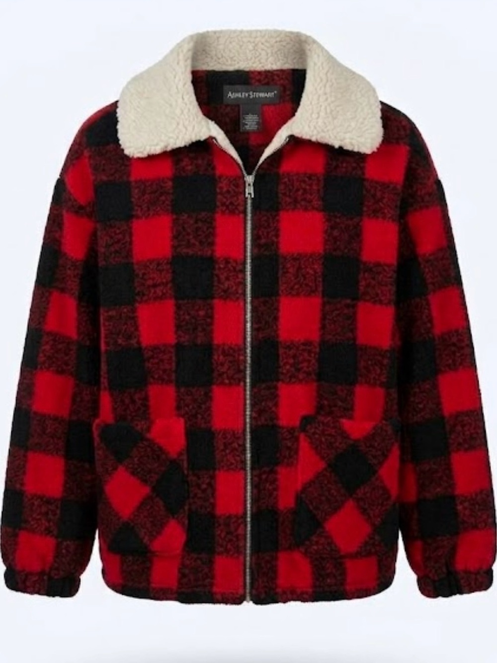 NWT Ashley Stewart Buffalo Plaid Sherpa Collar Jacket 14/16